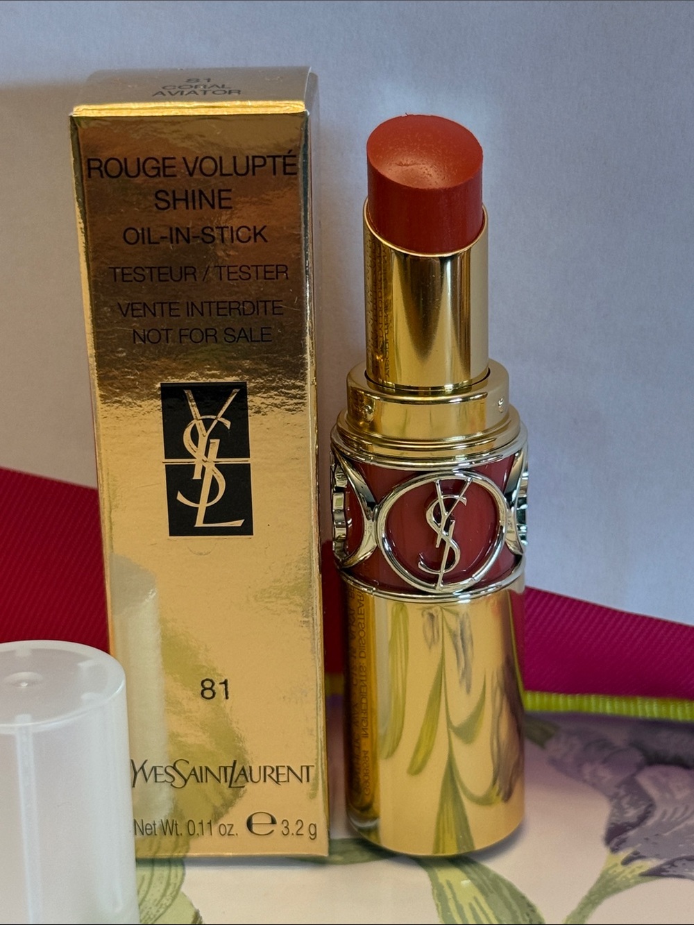 Yves Saint Laurent Rouge Volupté Shine Lipstick — Coral-Red 81